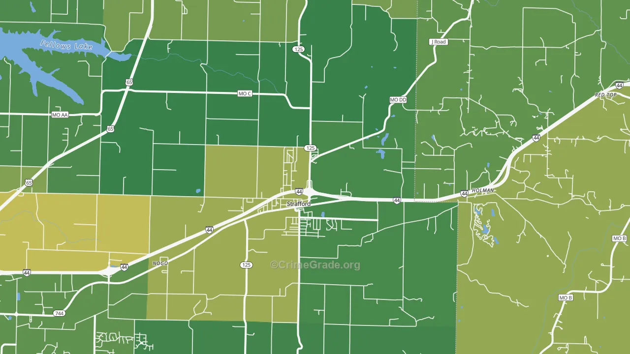 Strafford, MO Map of Vandalism Rates