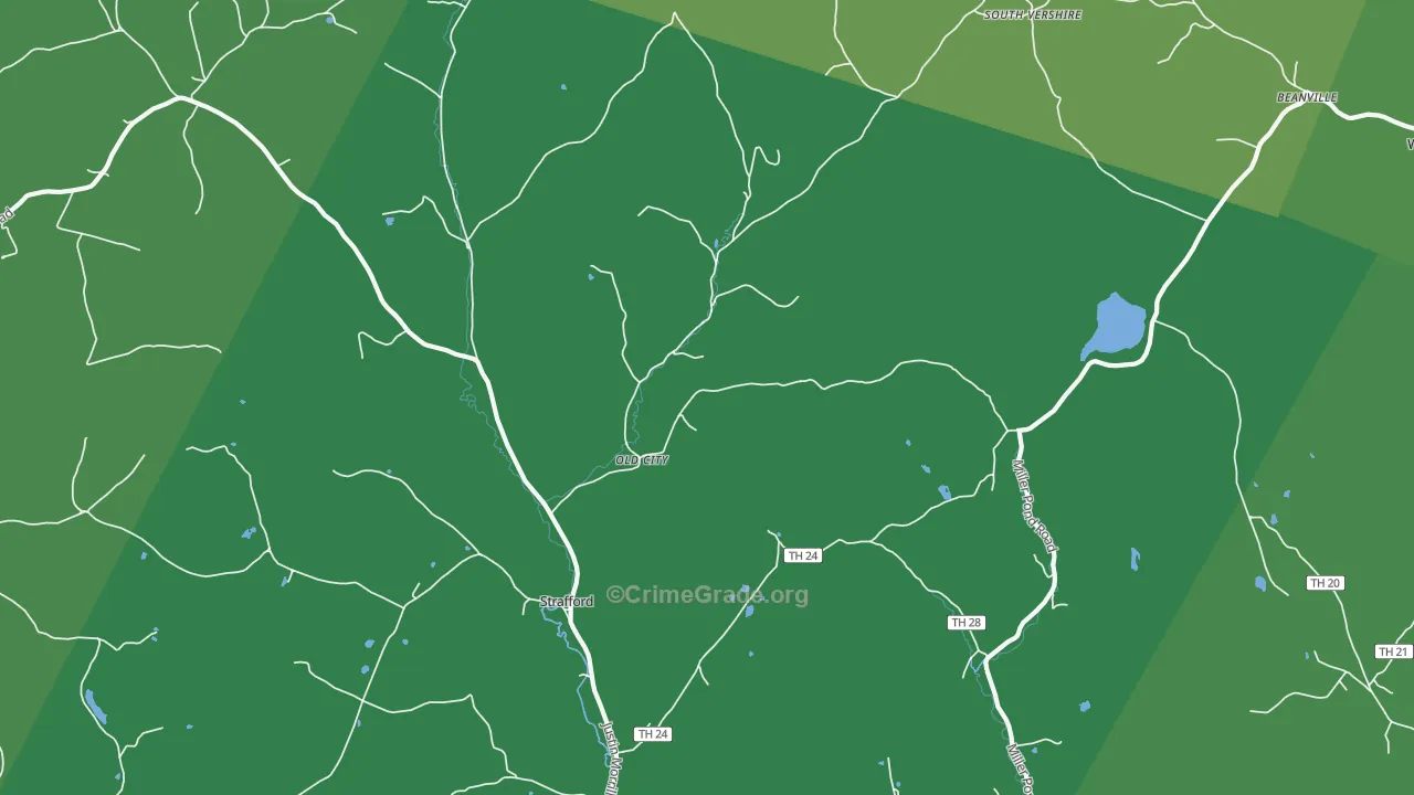 Strafford, VT Map of Vandalism Rates