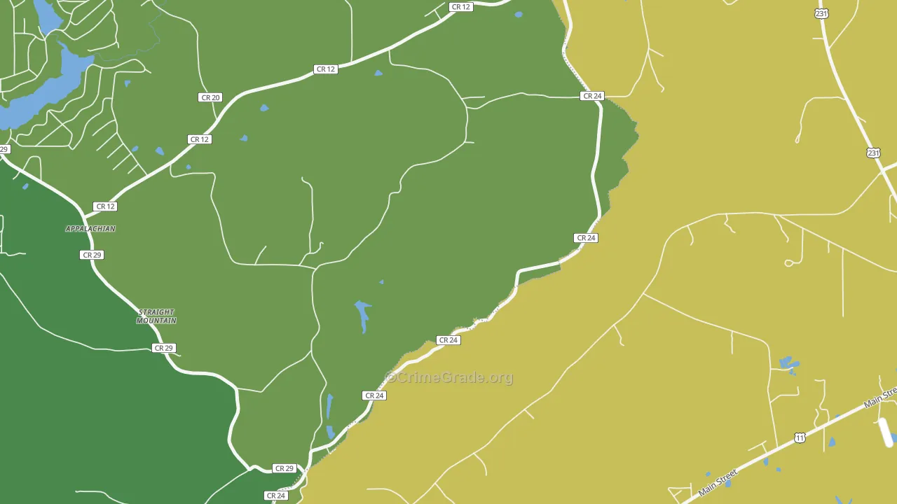 Straight Mountain, AL Map of Vandalism Rates