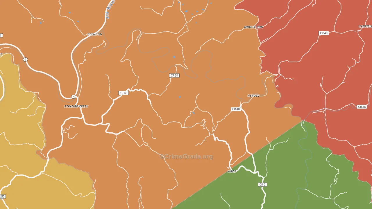 Strange Creek, WV Map of Vandalism Rates