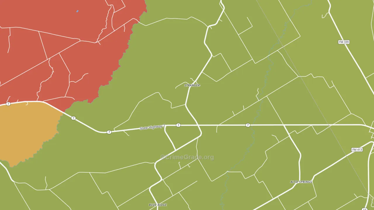 Stranger, TX Map of Vandalism Rates