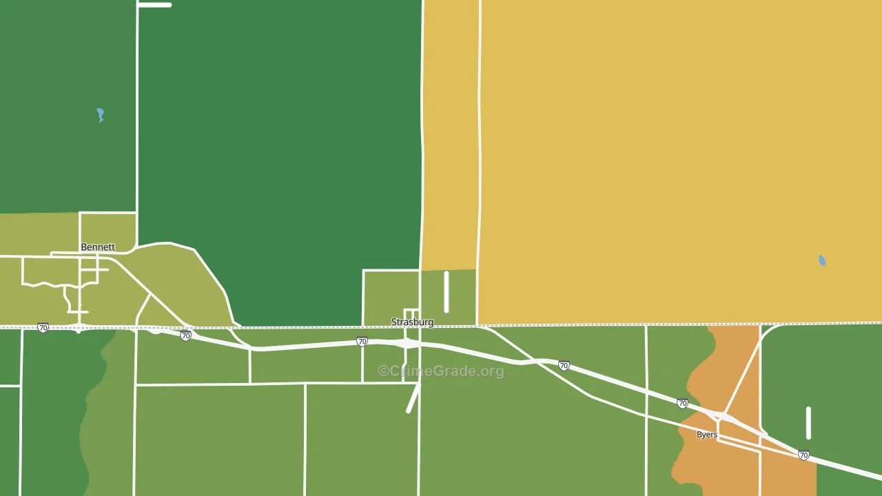 Strasburg, CO Map of Vandalism Rates