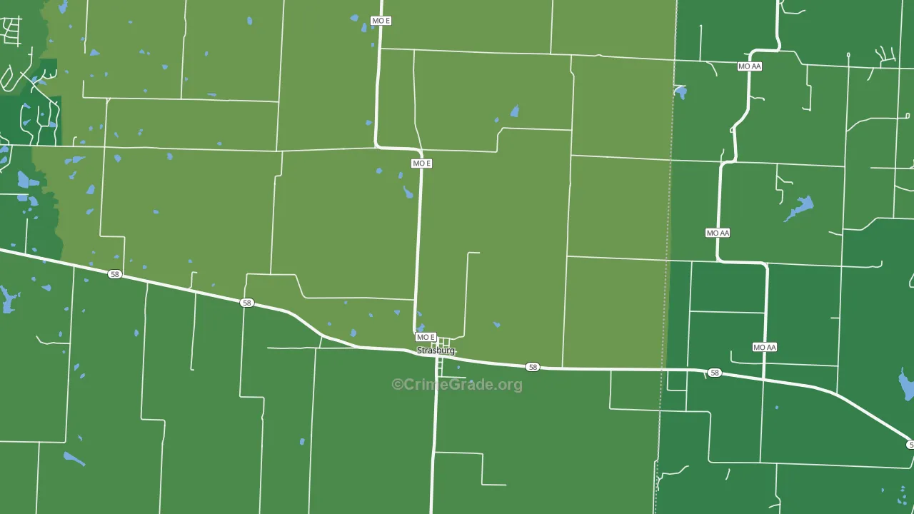 Strasburg, MO Map of Vandalism Rates