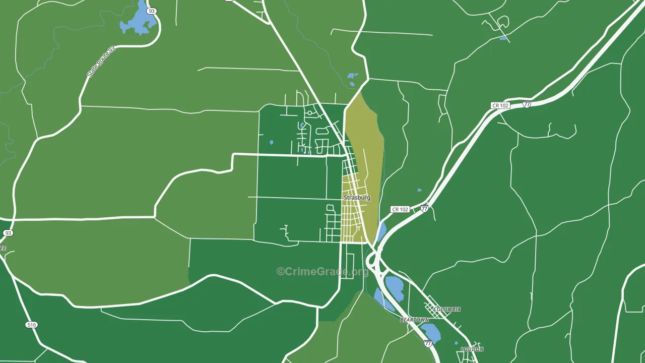 Strasburg, OH Map of Vandalism Rates