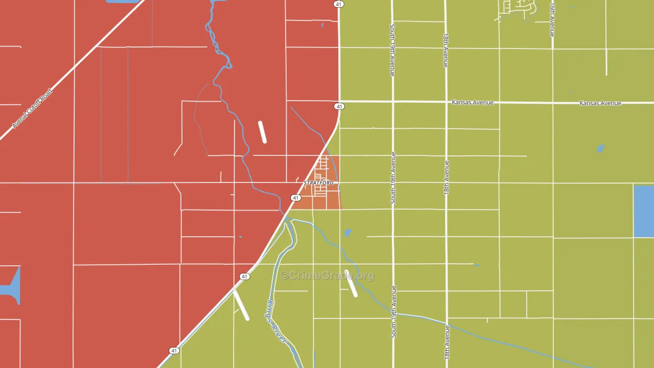 Stratford, CA Map of Vandalism Rates