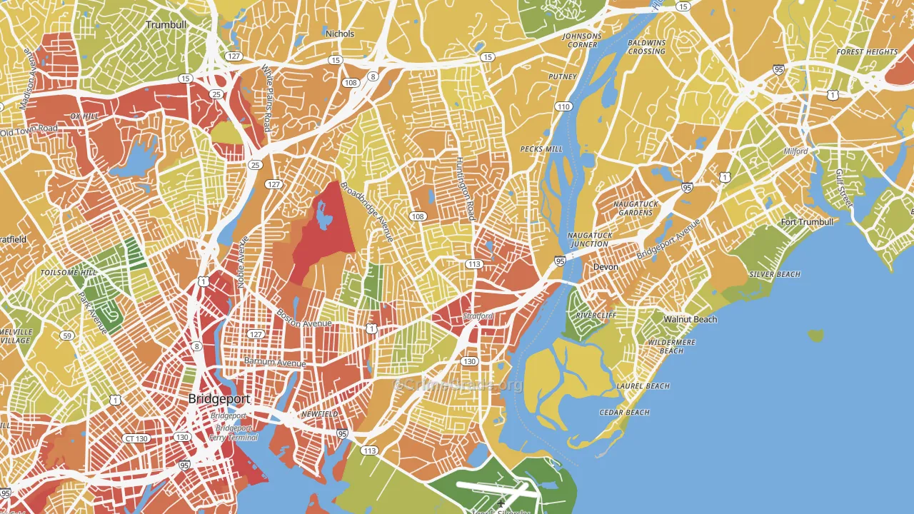 Stratford, CT Map of Vandalism Rates