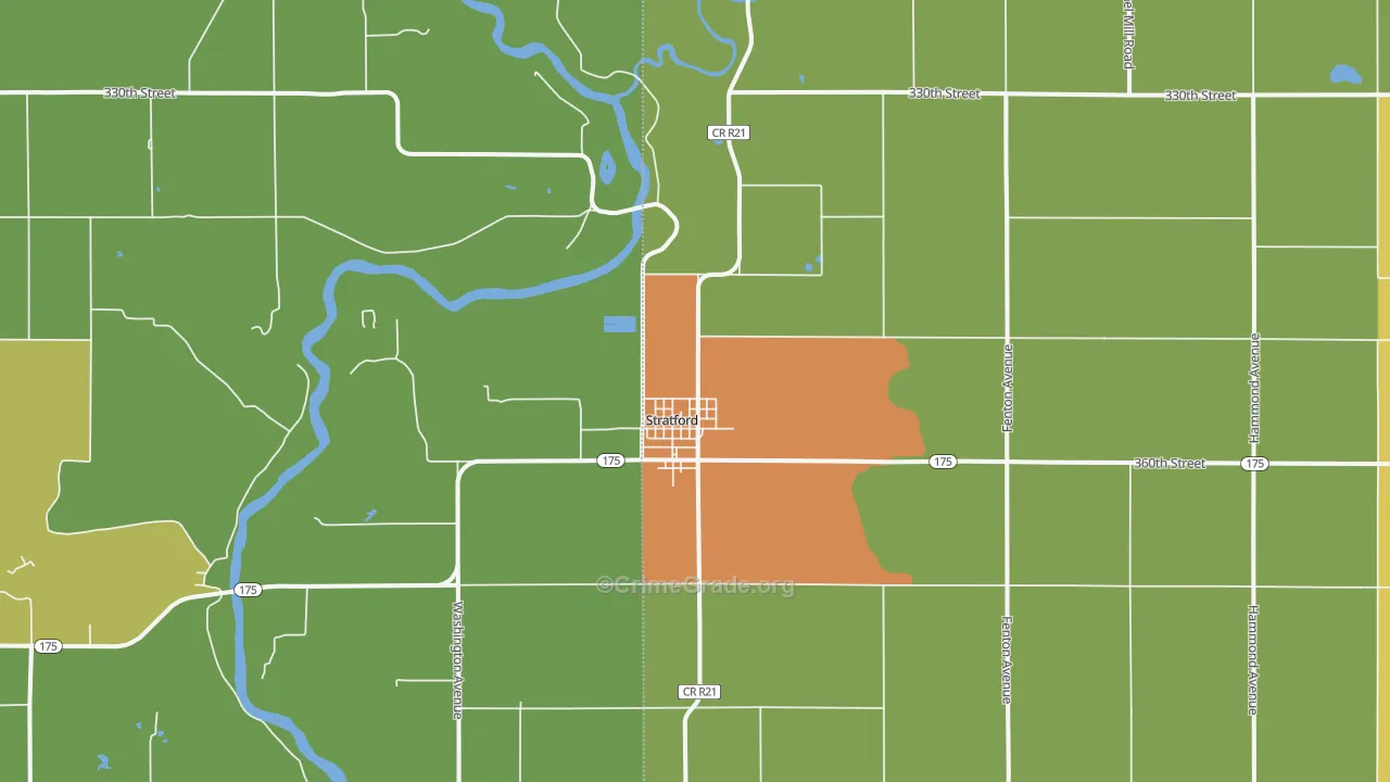 Stratford, IA Map of Vandalism Rates