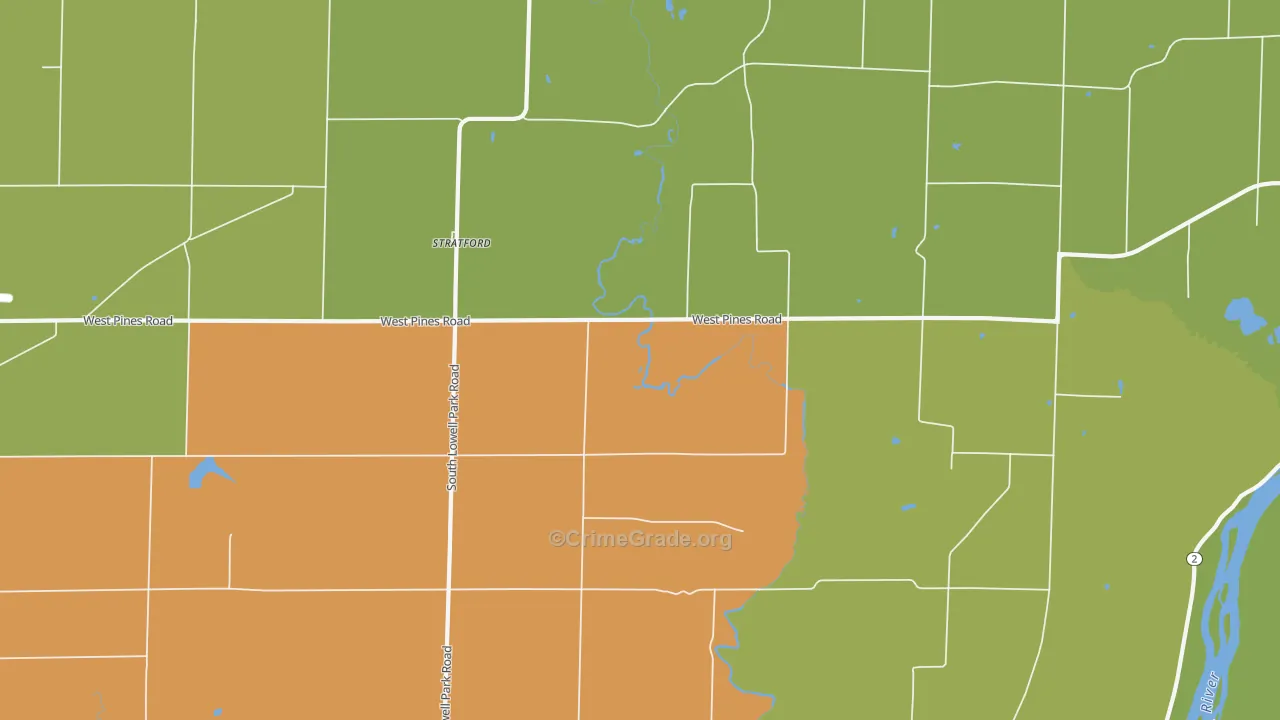 Stratford, IL Map of Vandalism Rates