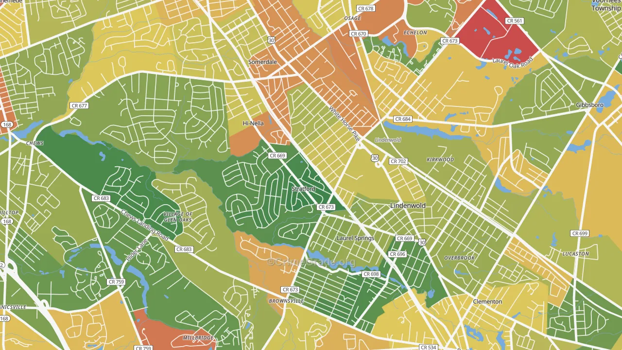 Stratford, NJ Map of Vandalism Rates