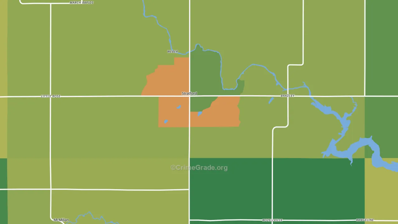 Stratford, WI Map of Vandalism Rates