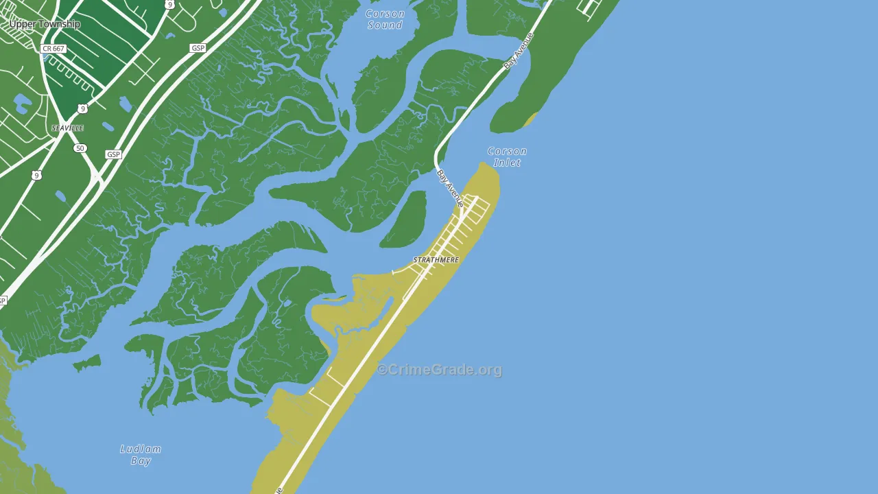 Strathmere, NJ Map of Vandalism Rates