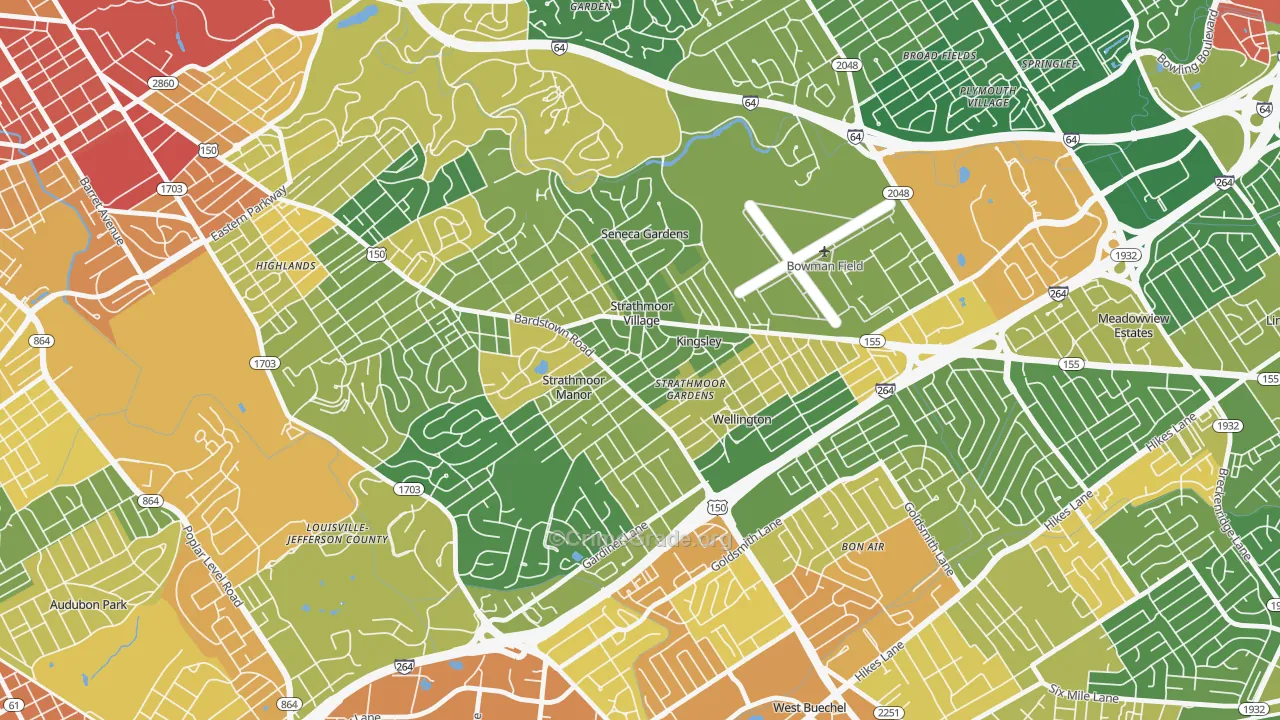 Strathmoor Village, KY Map of Vandalism Rates