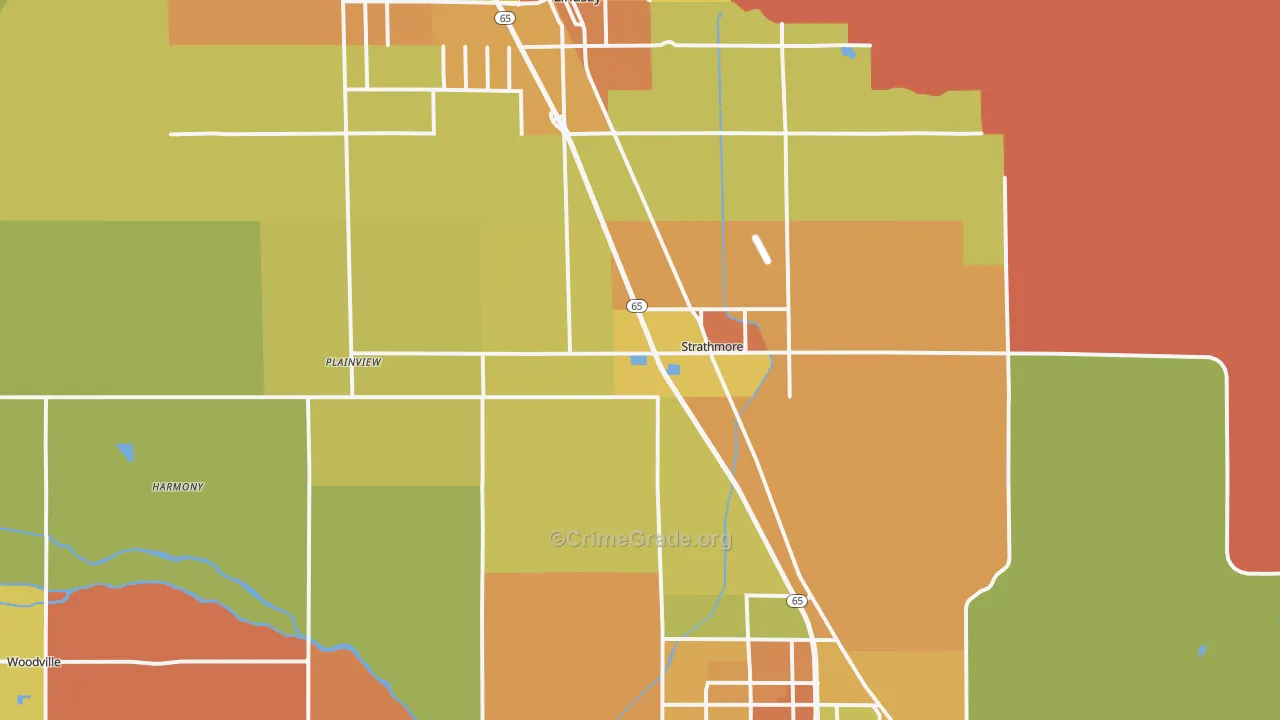 Strathmore, CA Map of Vandalism Rates
