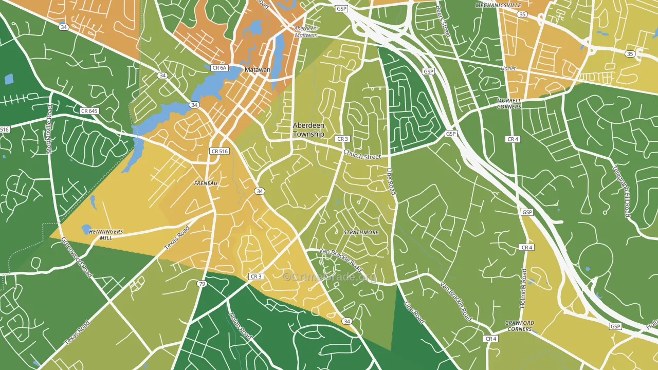 Strathmore, NJ Map of Vandalism Rates