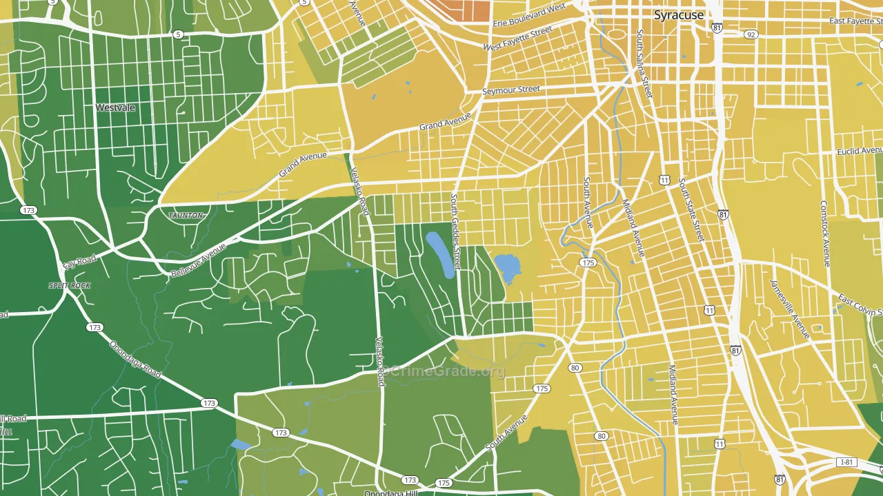 Strathmore, Syracuse, NY Map of Vandalism Rates