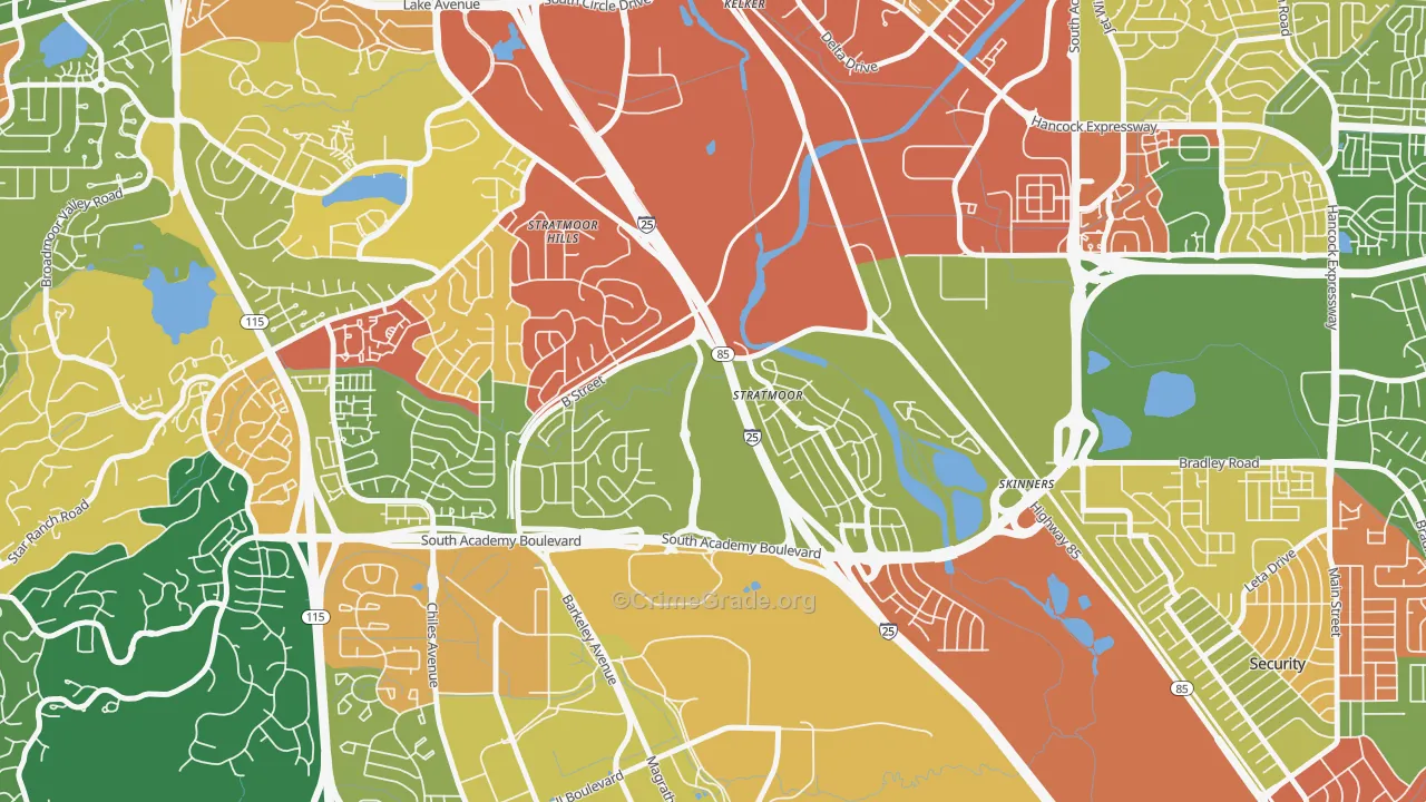Stratmoor, CO Map of Vandalism Rates