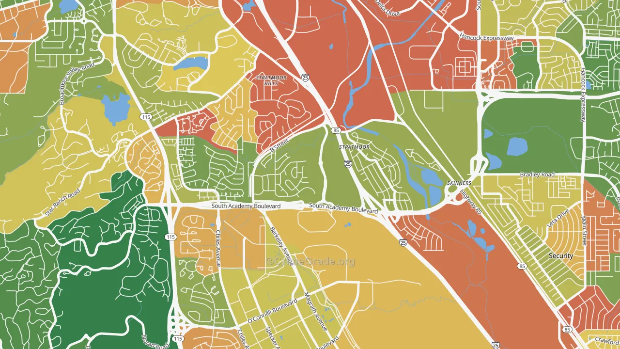 Stratmoor Hills, Stratmoor, CO Map of Vandalism Rates