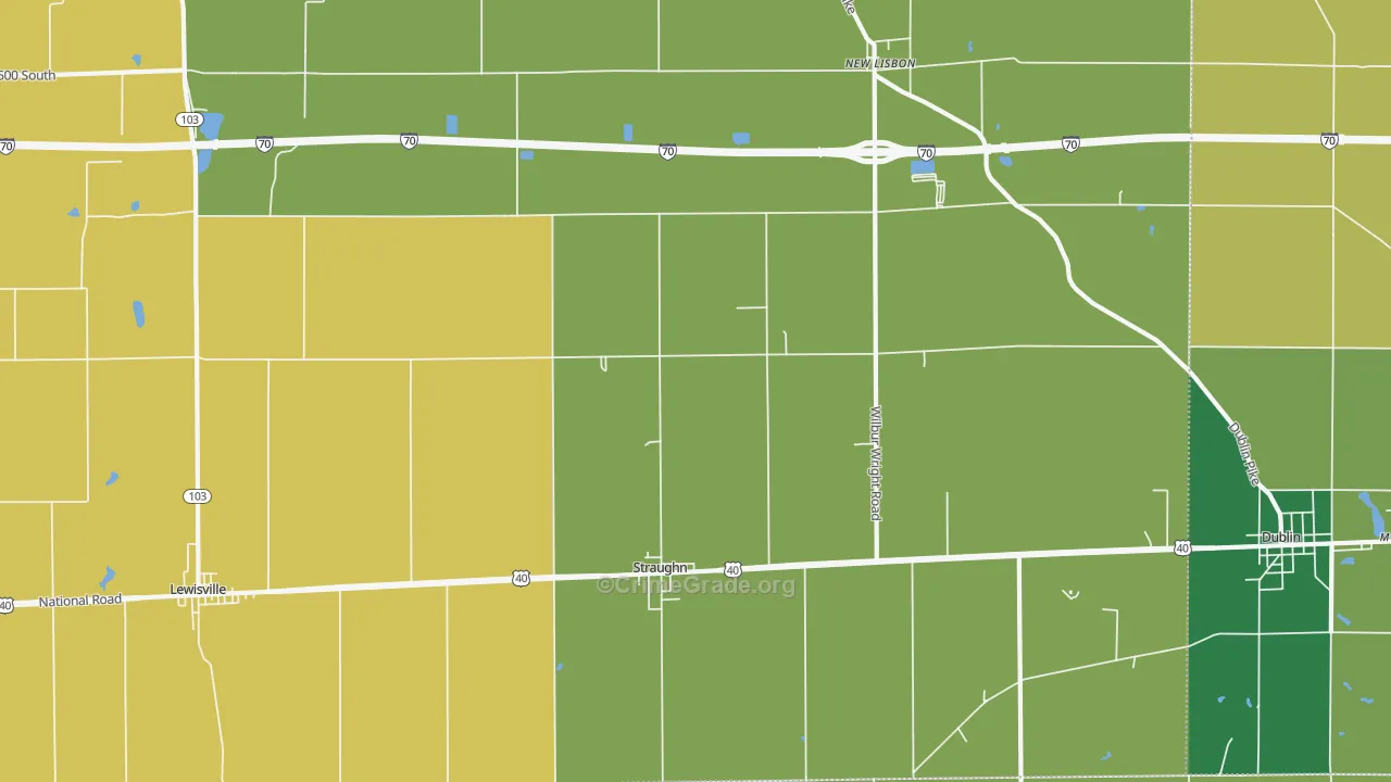 Straughn, IN Map of Vandalism Rates