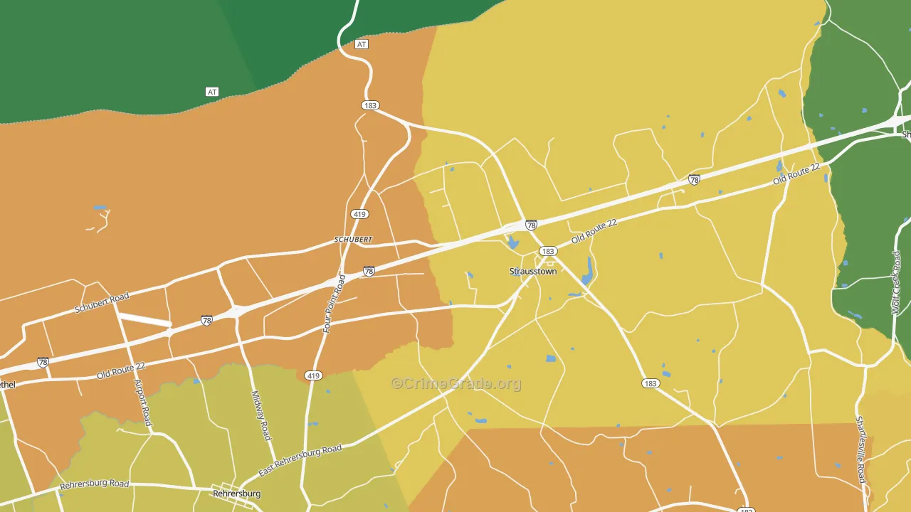 Strausstown, PA Map of Vandalism Rates