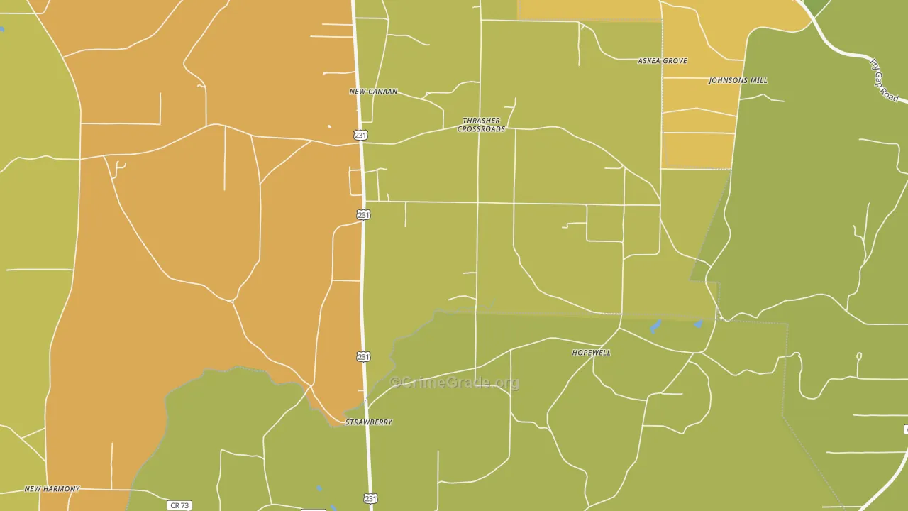 Strawberry, AL Map of Vandalism Rates