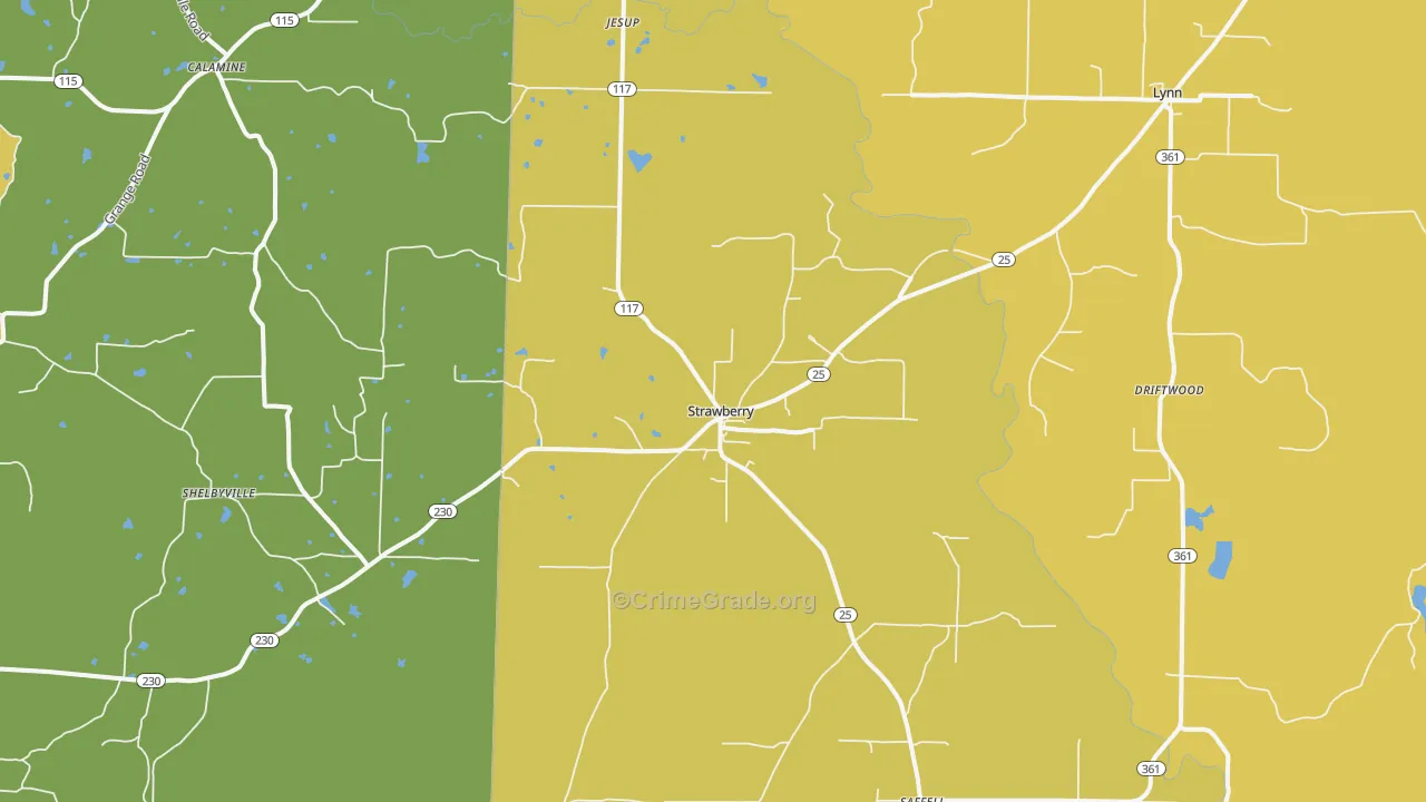 Strawberry, AR Map of Vandalism Rates