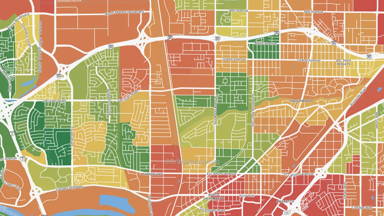 Strawberry Manor, Sacramento, CA Map of Vandalism Rates