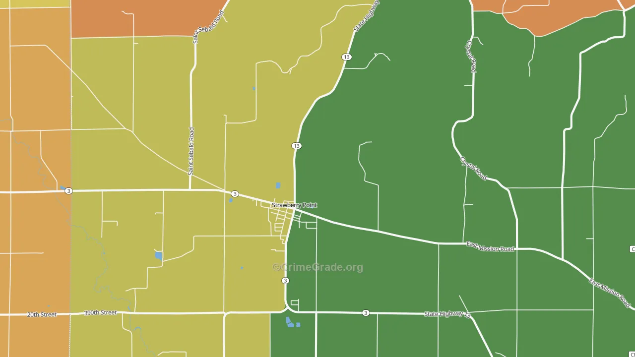Strawberry Point, IA Map of Vandalism Rates