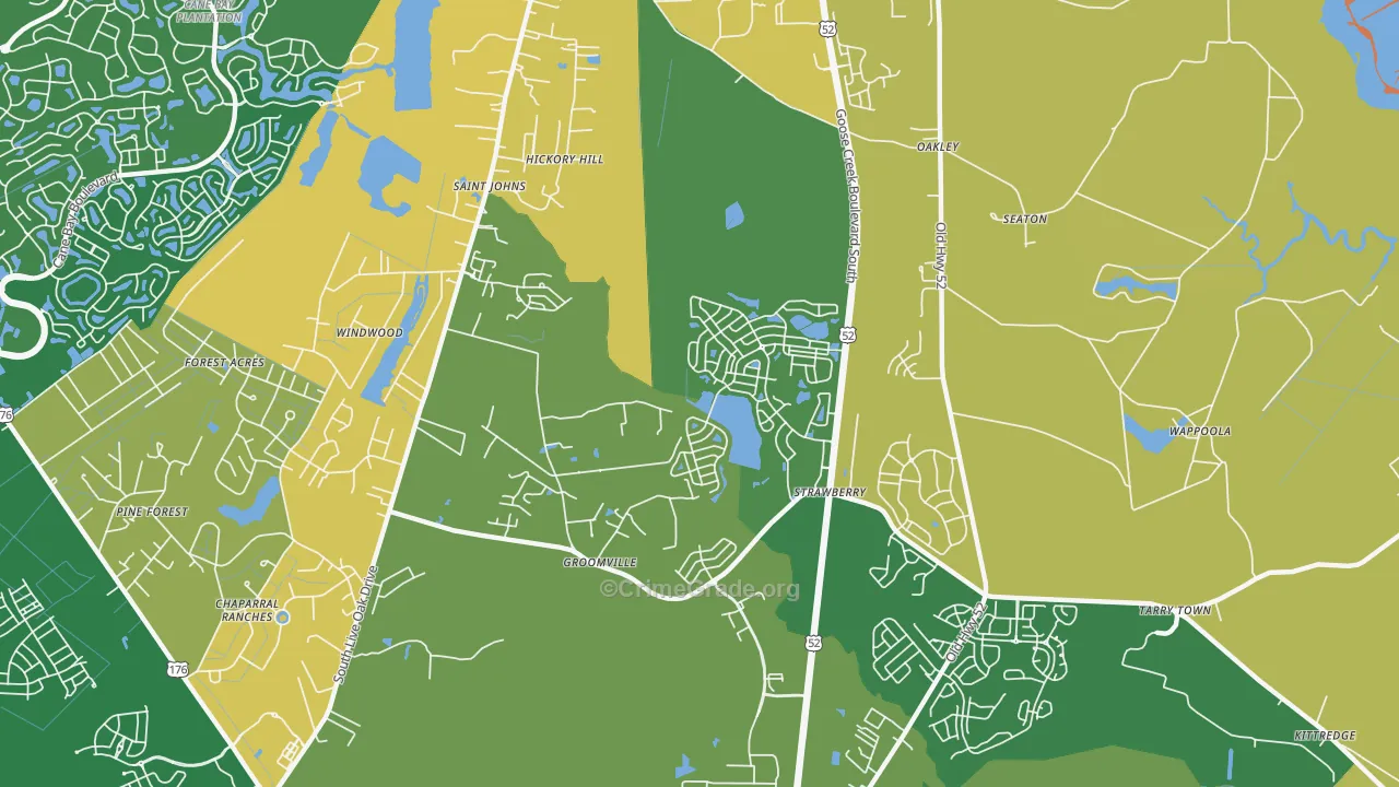 Strawberry, SC Map of Vandalism Rates
