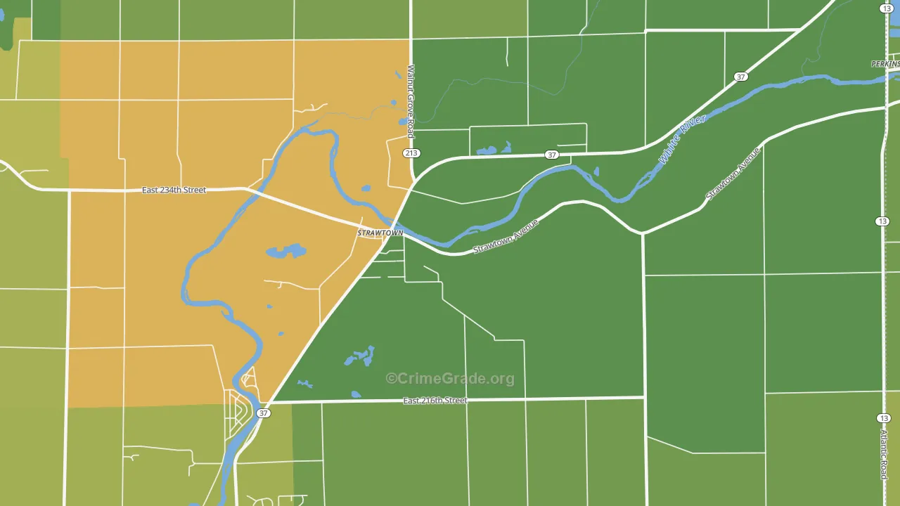 Strawtown, IN Map of Vandalism Rates