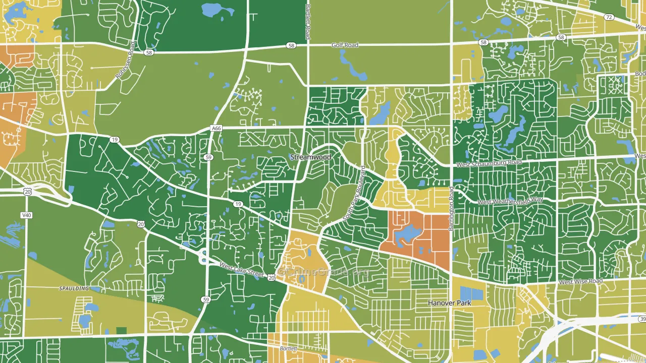 Streamwood, IL Map of Vandalism Rates