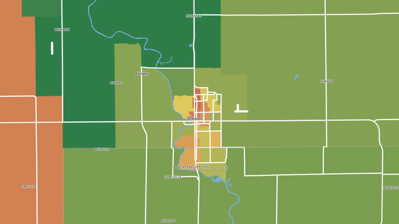 Streator, IL Map of Vandalism Rates