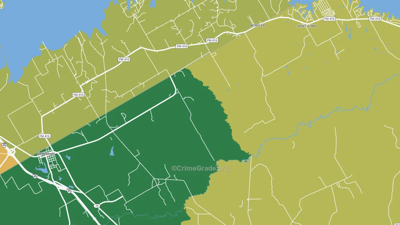Streetman, TX Map of Vandalism Rates