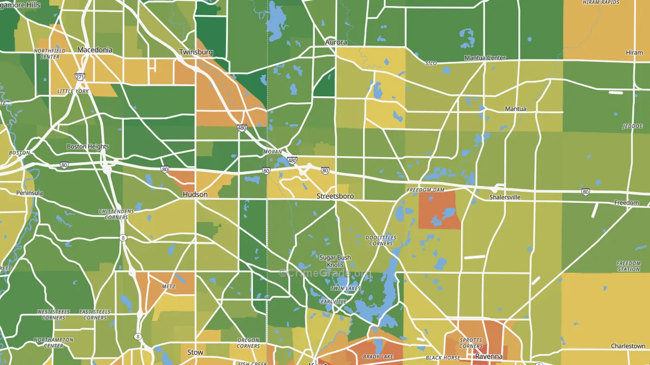 Streetsboro, OH Map of Vandalism Rates