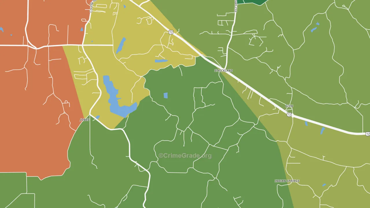 Strickland, MS Map of Vandalism Rates