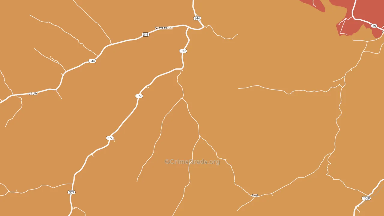 Stricklett, KY Map of Vandalism Rates