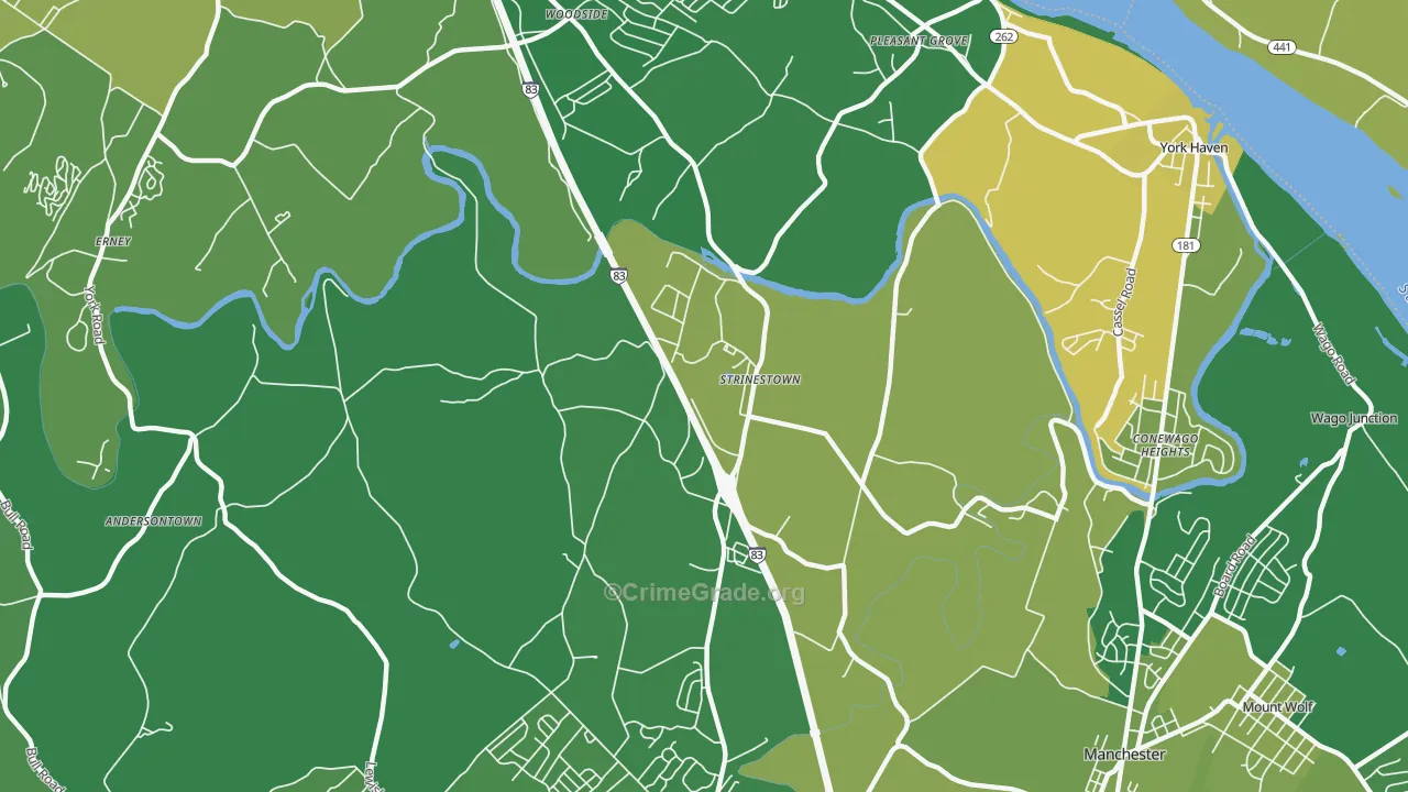 Strinestown, PA Map of Vandalism Rates