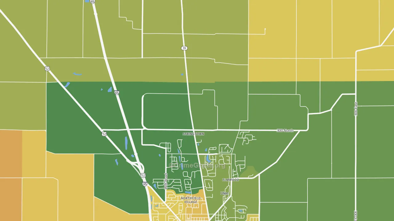 Stringtown, IN Map of Vandalism Rates