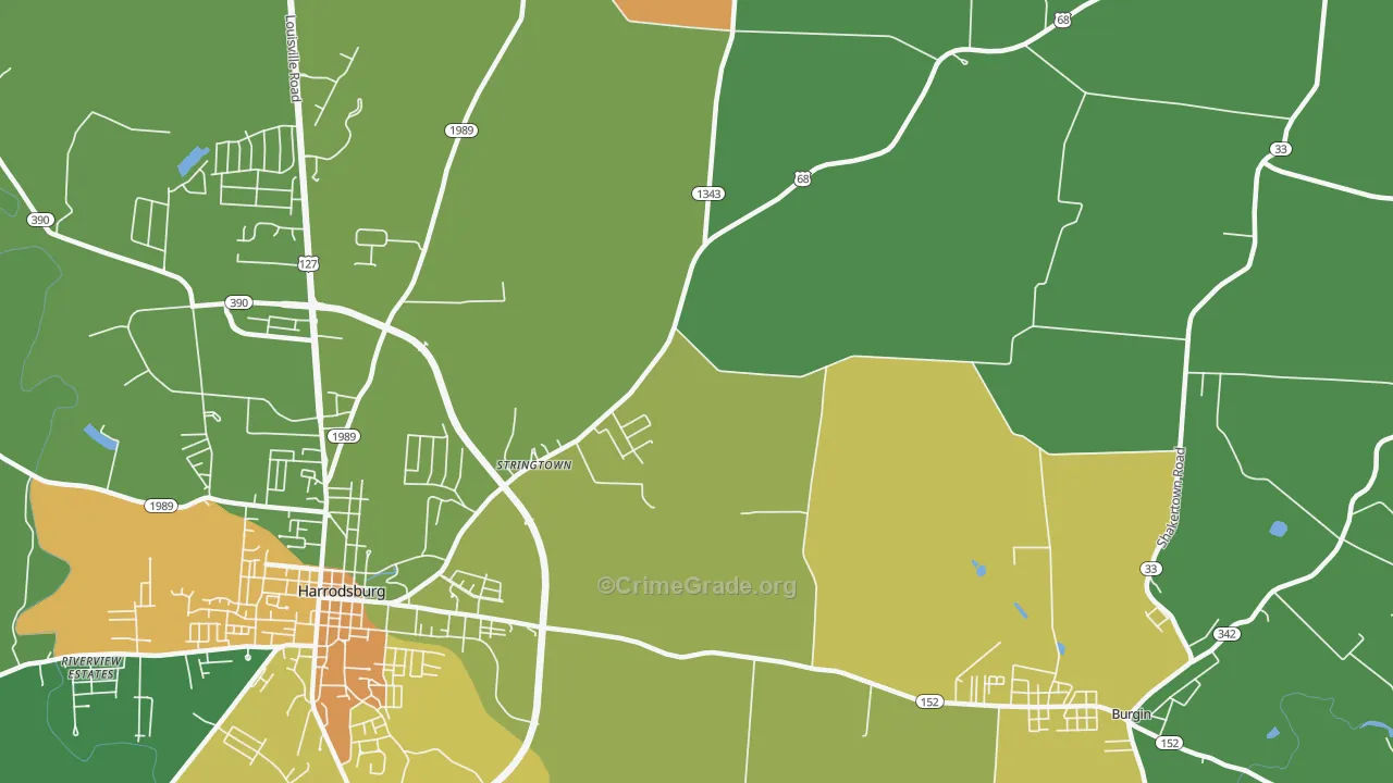 Stringtown, KY Map of Vandalism Rates