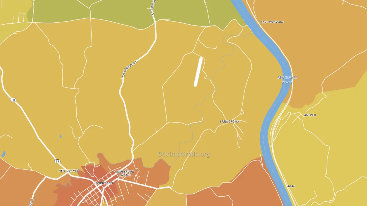 Stringtown, PA Map of Vandalism Rates