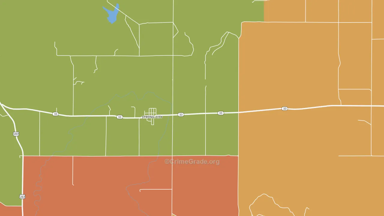 Strong City, OK Map of Vandalism Rates