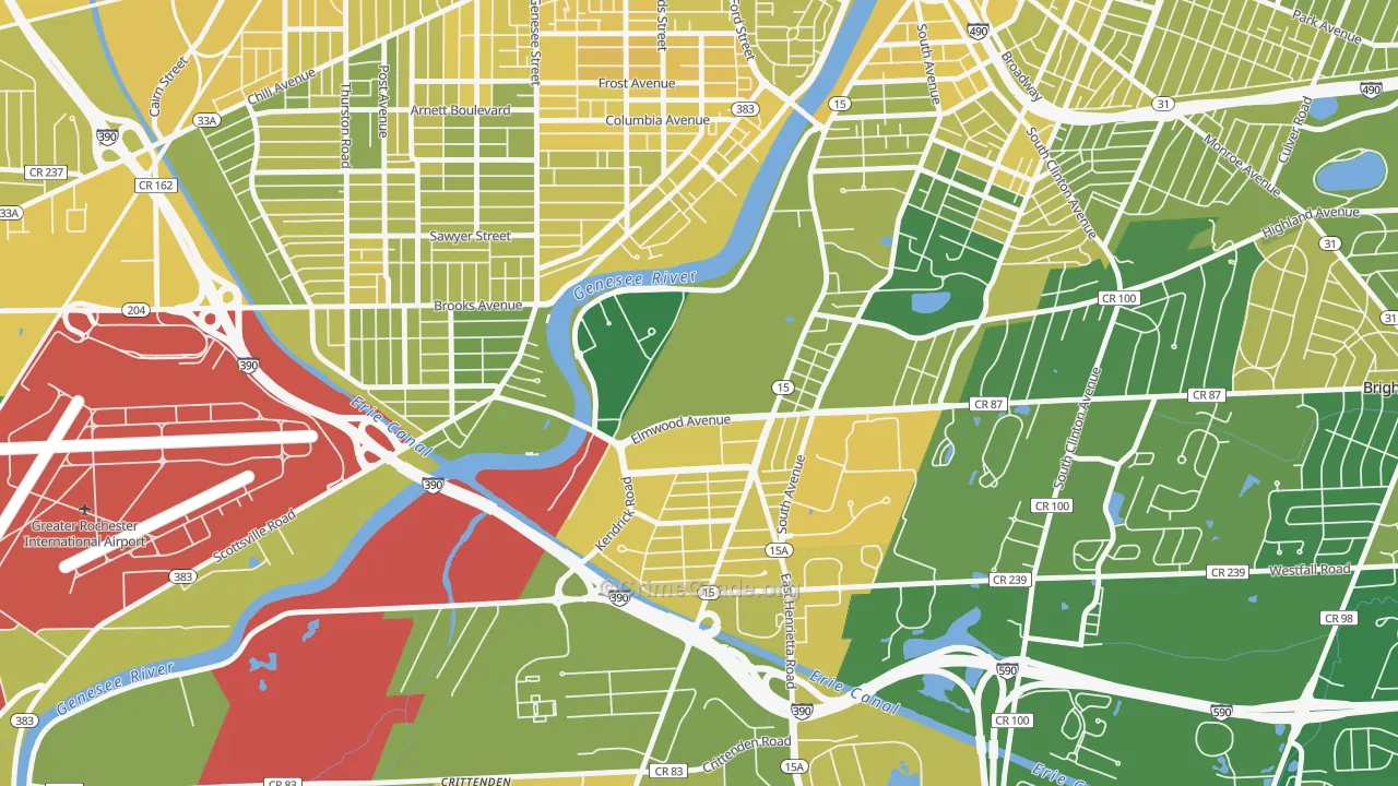 Strong, Rochester, NY Map of Vandalism Rates