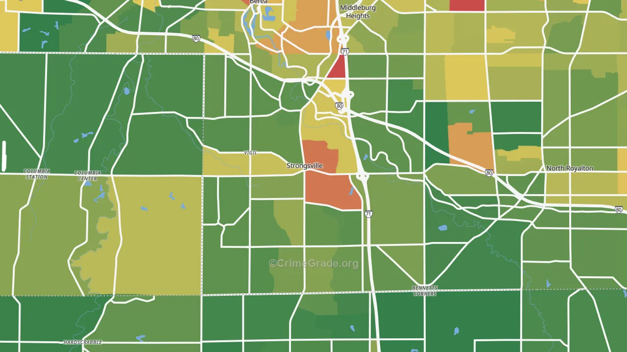 Strongsville, OH Map of Vandalism Rates
