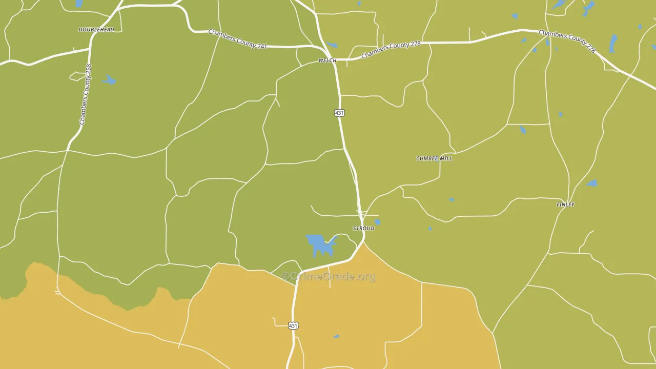 Stroud, AL Map of Vandalism Rates