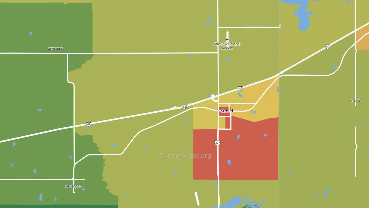 Stroud, OK Map of Vandalism Rates