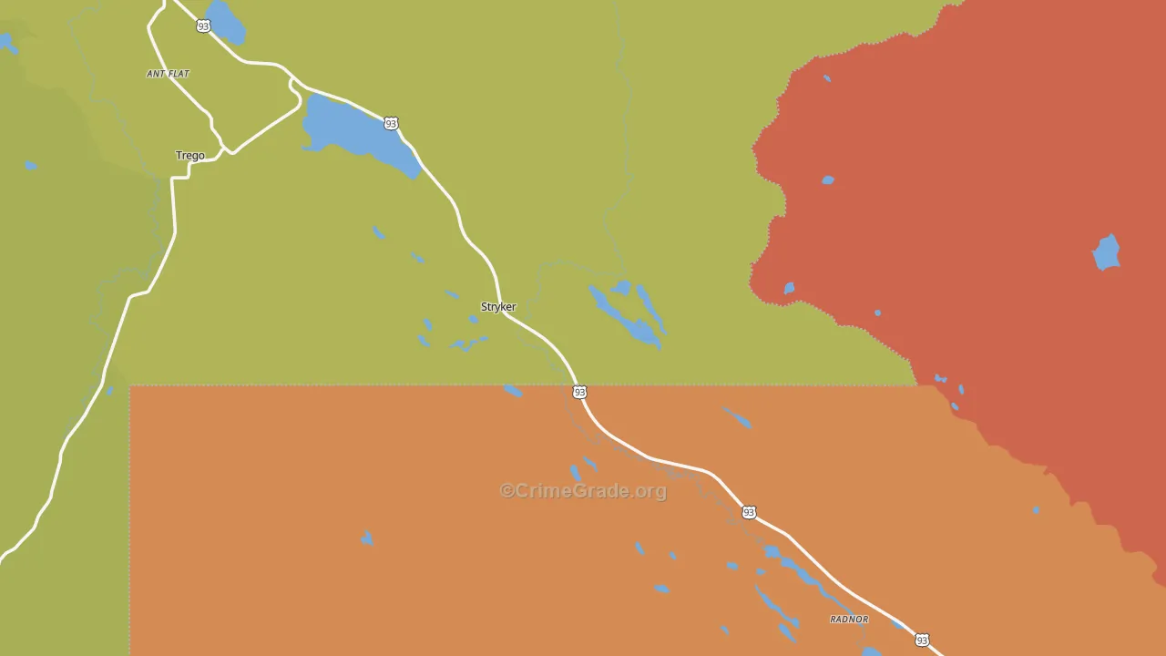 Stryker, MT Map of Vandalism Rates
