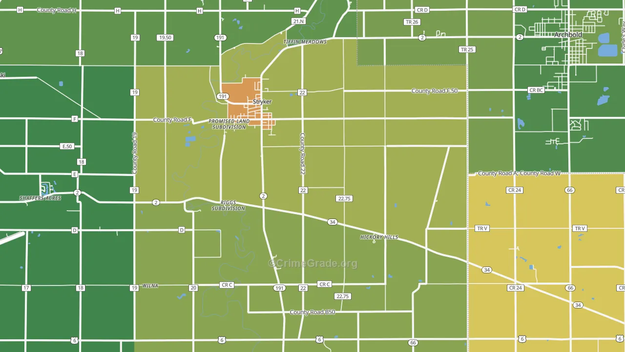 Stryker, OH Map of Vandalism Rates
