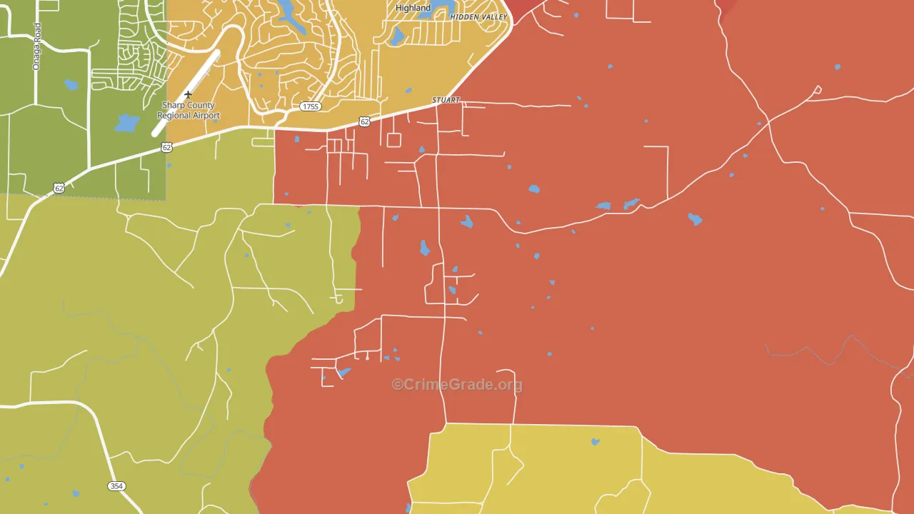 Stuart, AR Map of Vandalism Rates