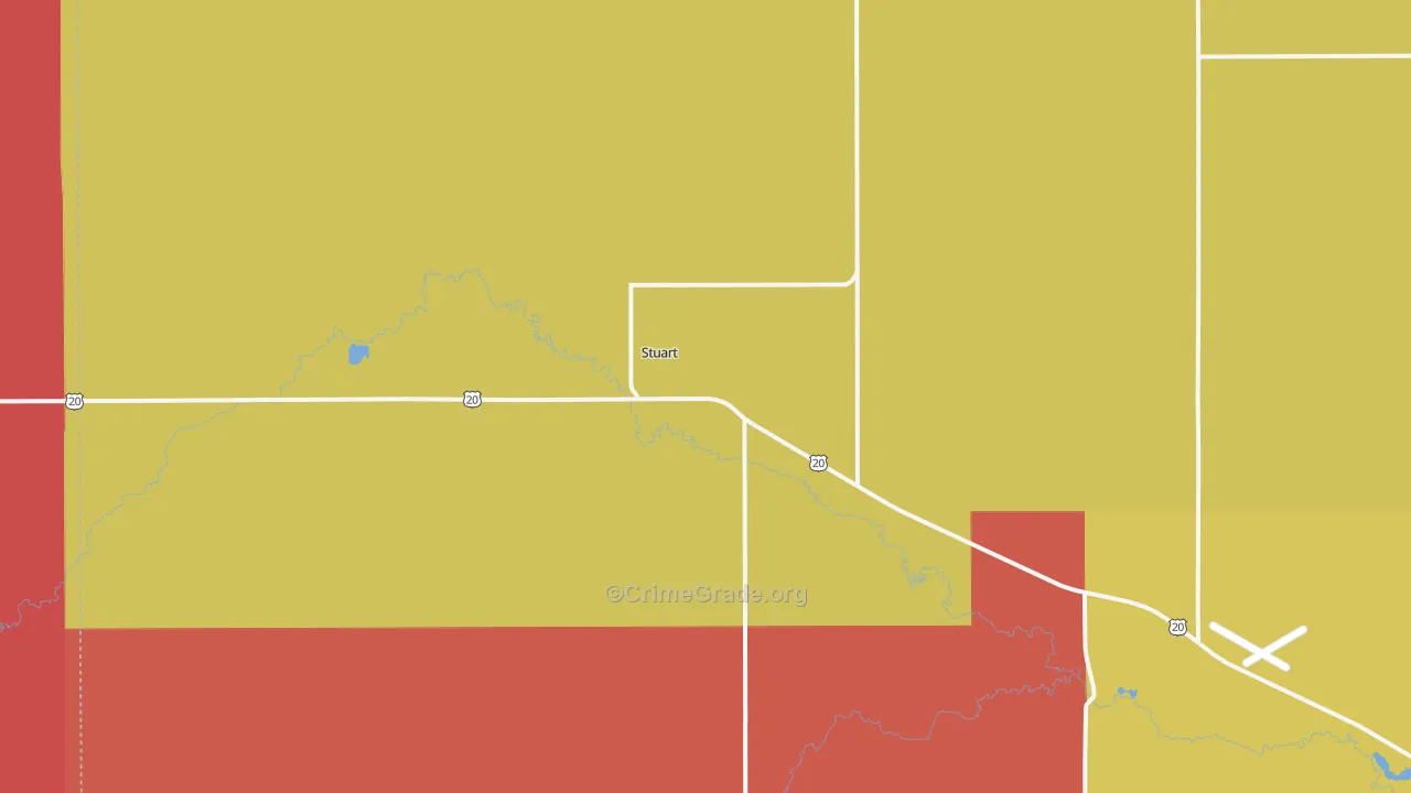 Stuart, NE Map of Vandalism Rates