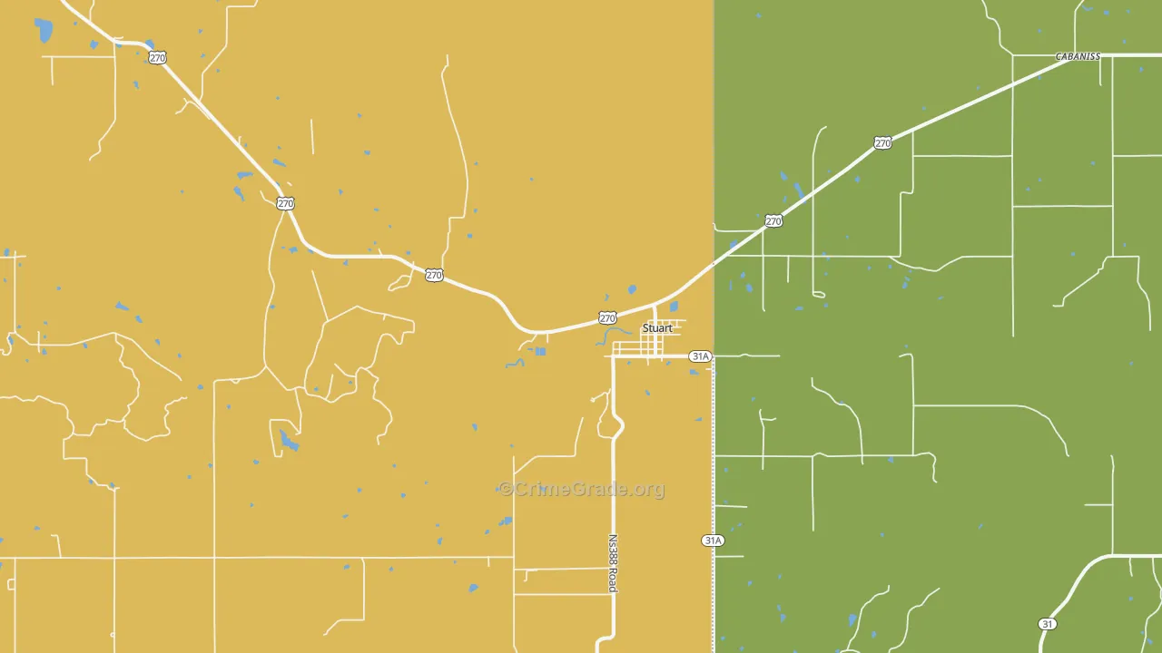 Stuart, OK Map of Vandalism Rates