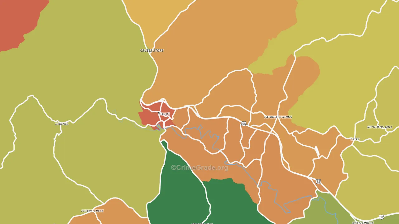 Stuart, VA Map of Vandalism Rates